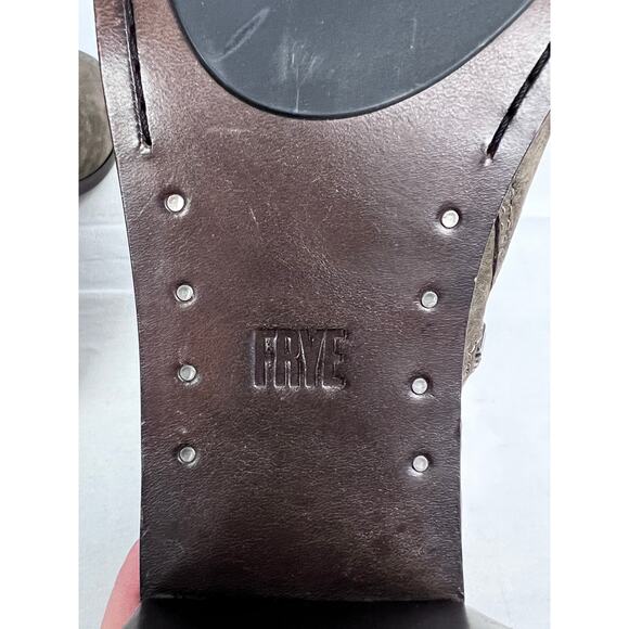 Frye Shoes Danica Peep Toe Heeled Ankle Booties Suede Leather Western Boho Chic - Picture 9 of 10